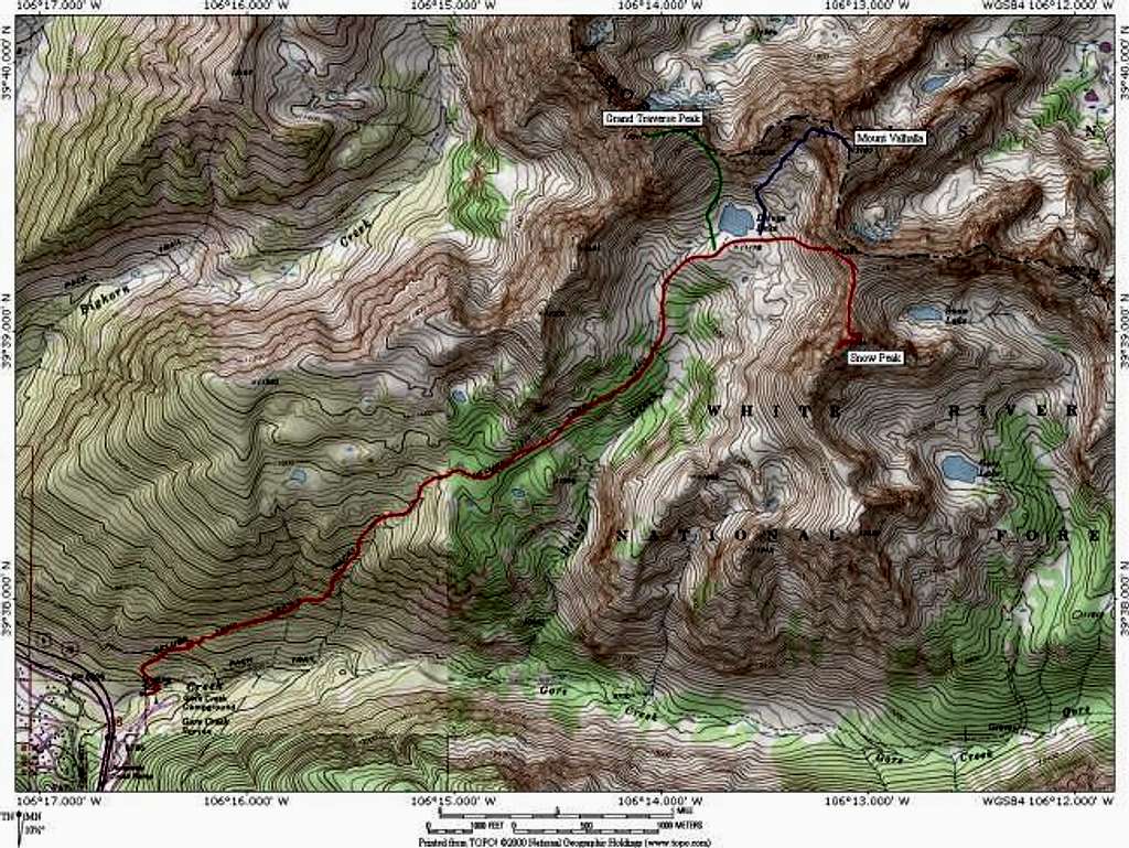 A Topo! map depicting routes...