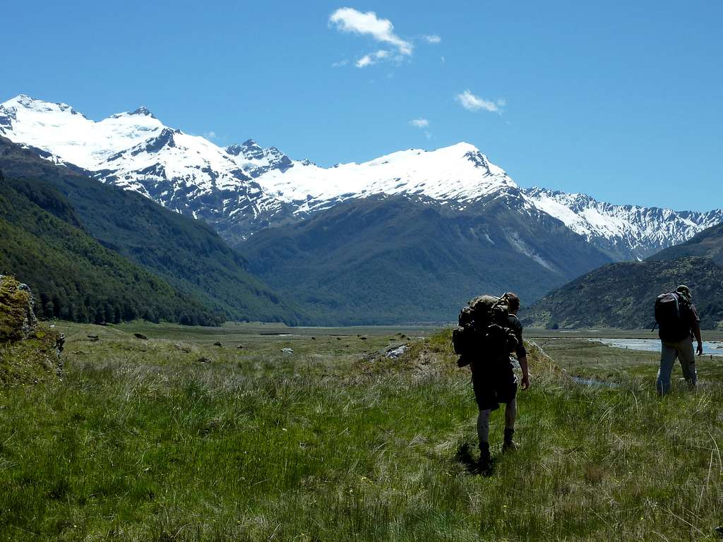 Earnslaw approach, down the Rees Valley