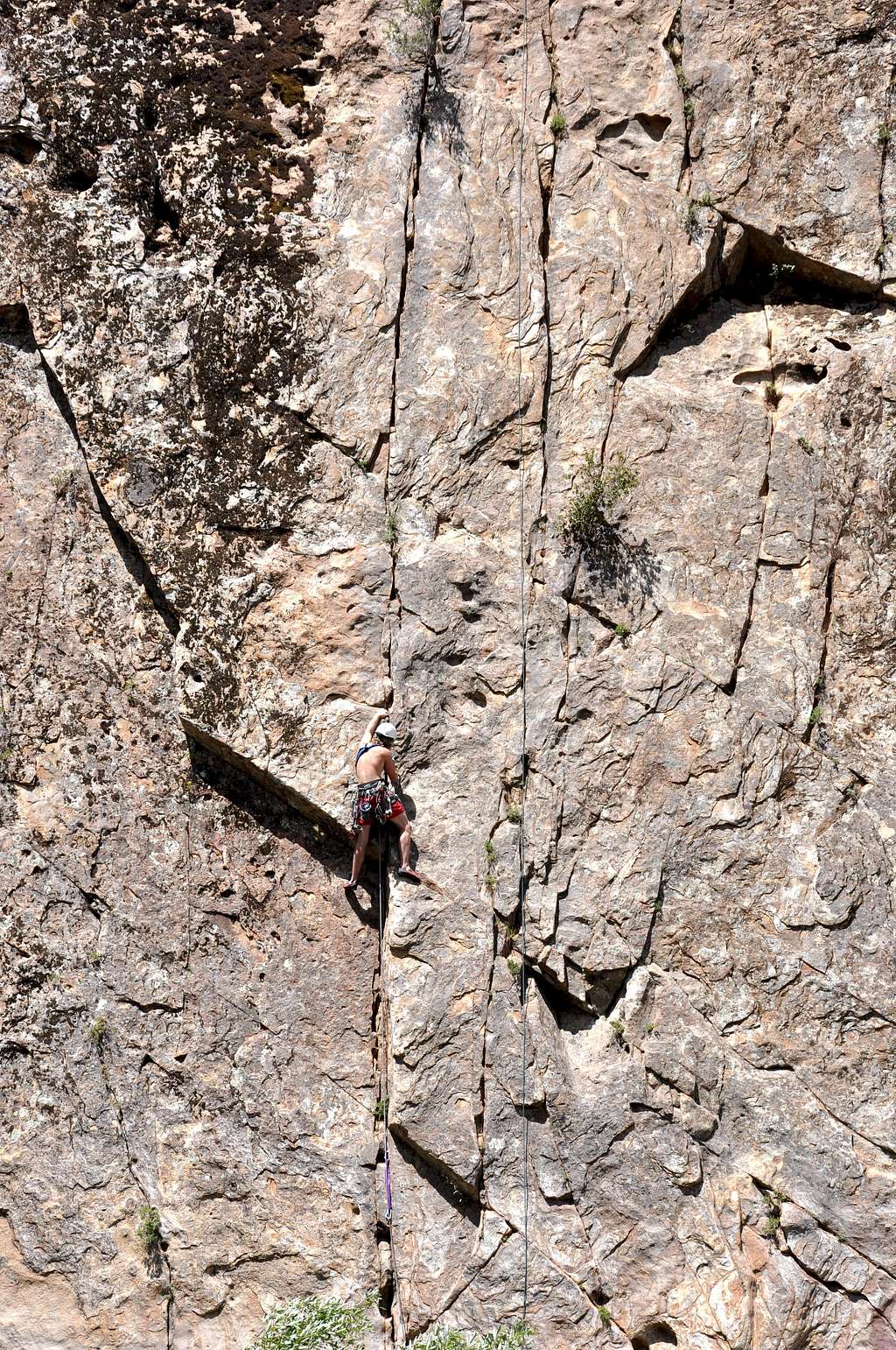 climber on the first pitch
