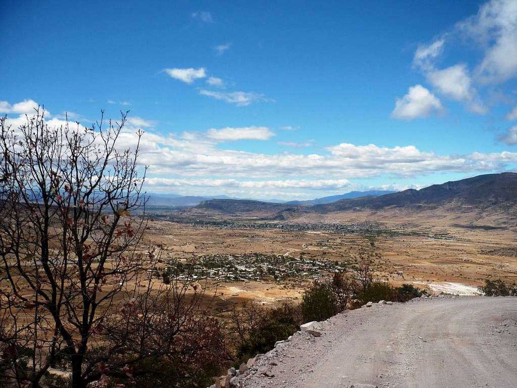 View of Mitla from the road to Hierve El Agua