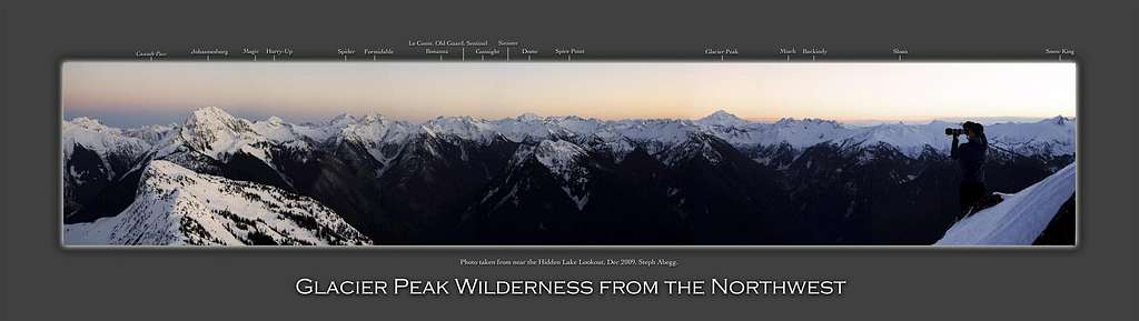 Glacier Peak Wilderness labeled panorama