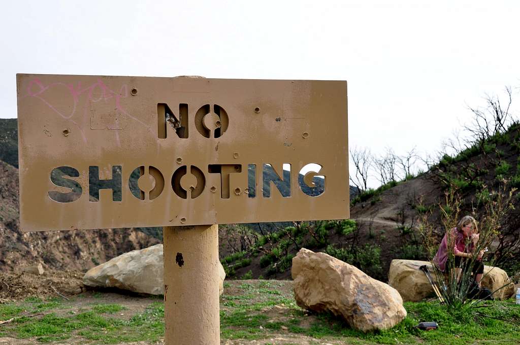 No Shooting sign at the end of the hike