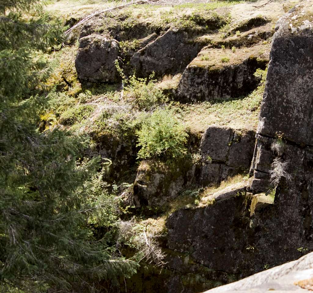 Moss Covered Rocks High Above Box Canyon