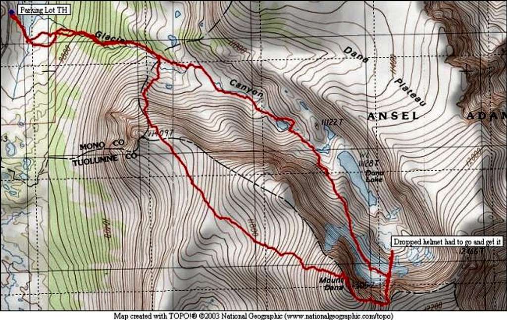 TOPO map showing the route...
