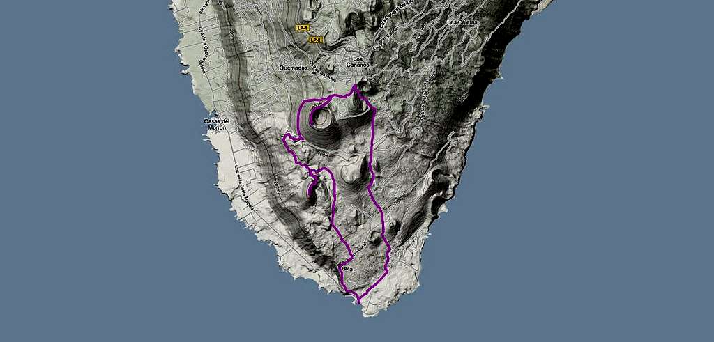 GPS Route of the southern part of Ruta de los Volcanes