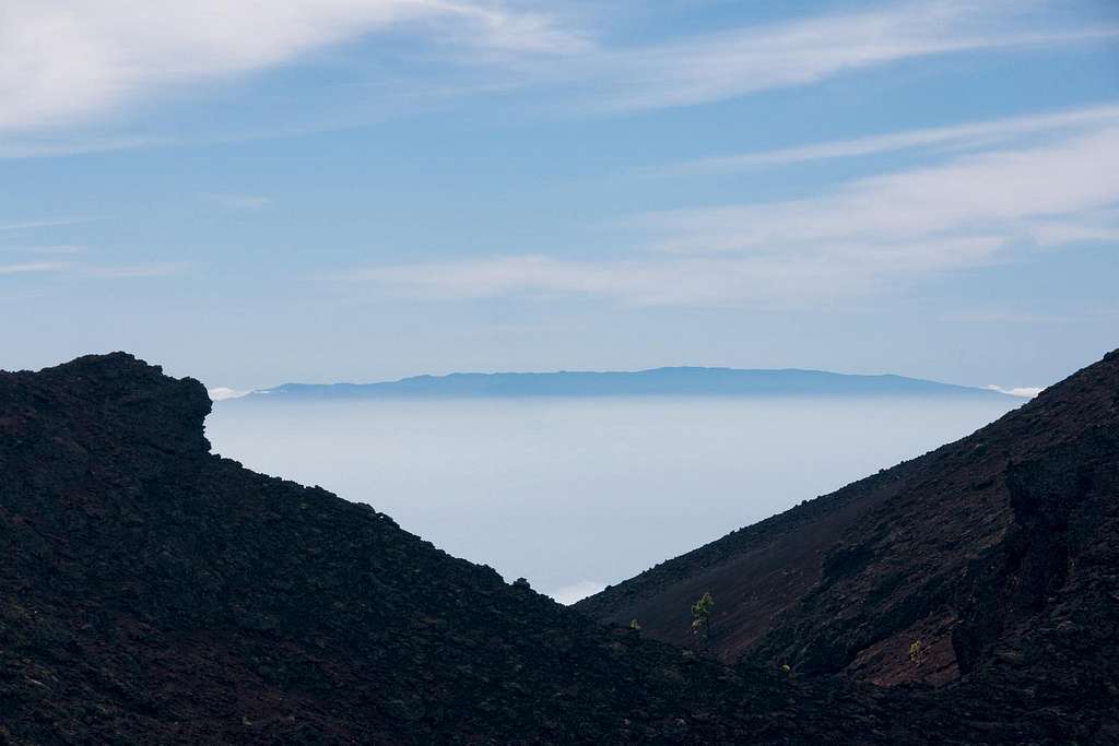 El Hierro, seen through the crater of Volcan Martin