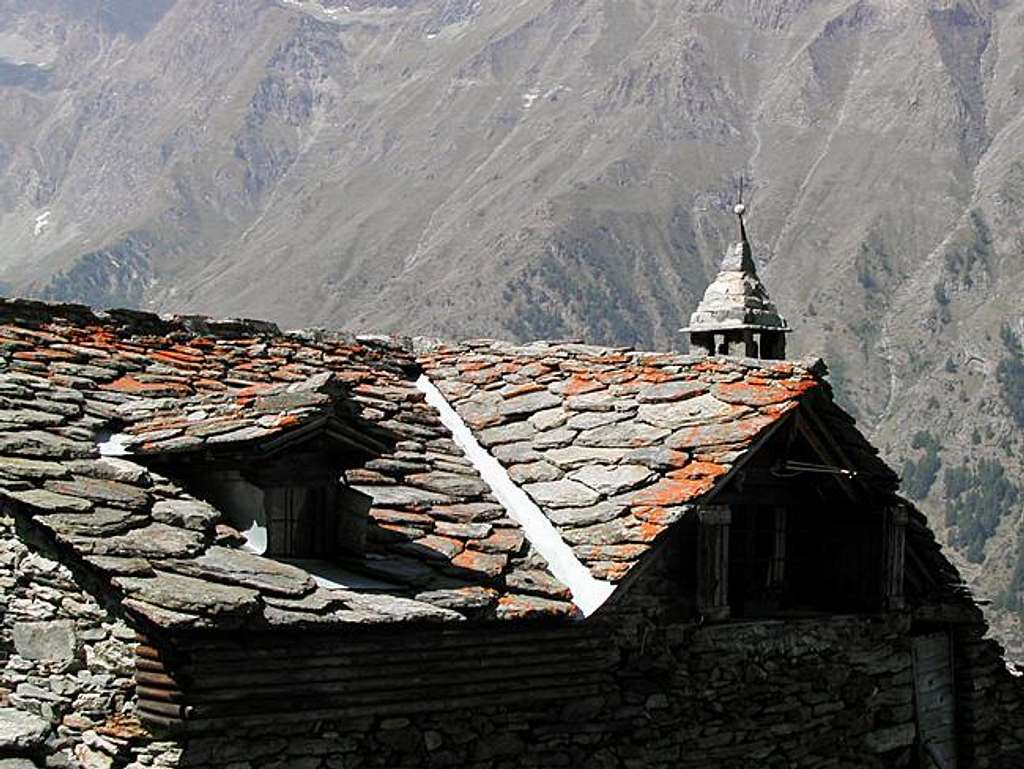 details of the roofs at Champroménty (1813 m)