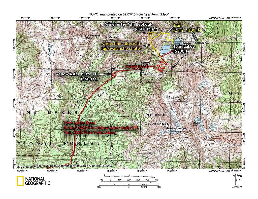 Winchester Lookout/Mtn approach map