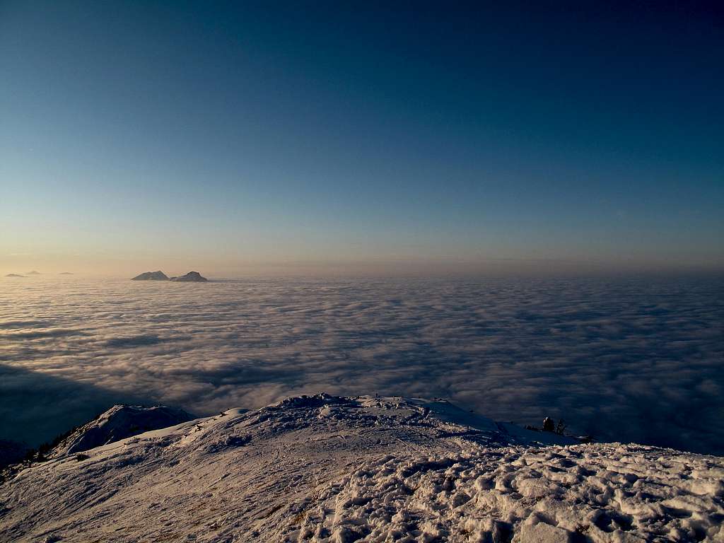 The Hochstaufen (1774m) jutting out of the sea of clouds