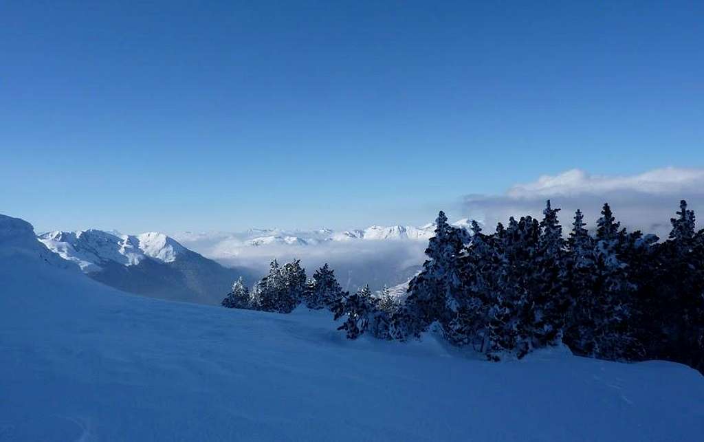 Overlooking cloudy and snowy Val d'Aran