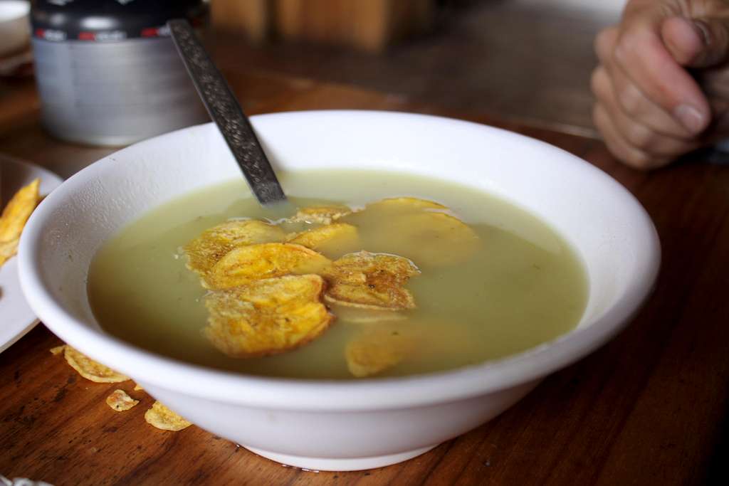 Soup with banana chips