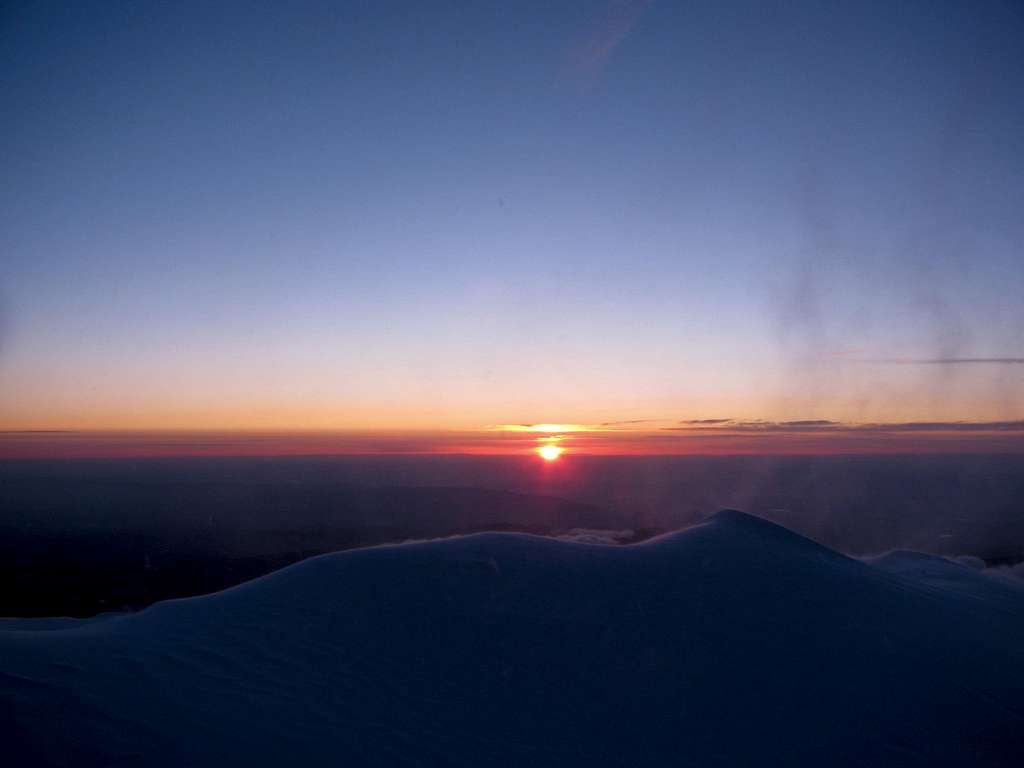 Summit sunrise on Mt Hood