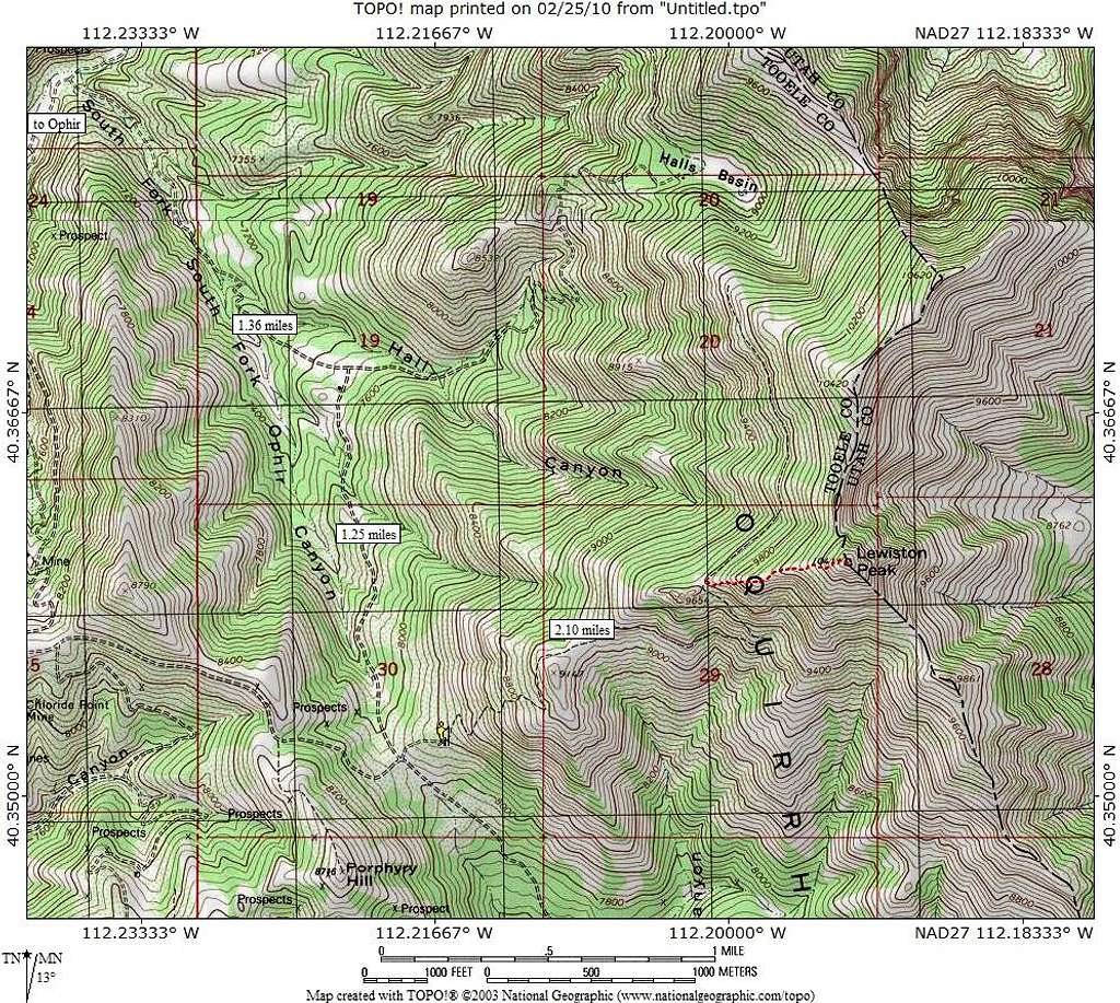Map to Lewiston Peak