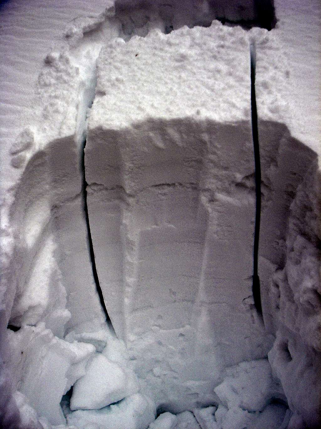 A snowpit on the Meadow Chutes