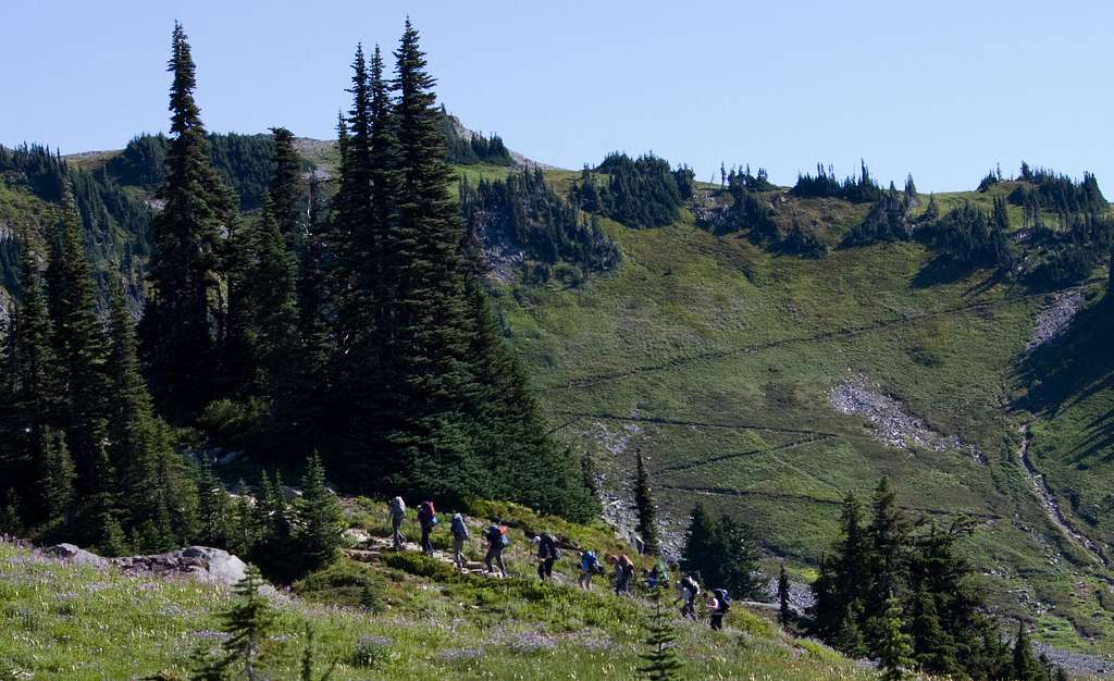 Guided Climbers Heading for Summit