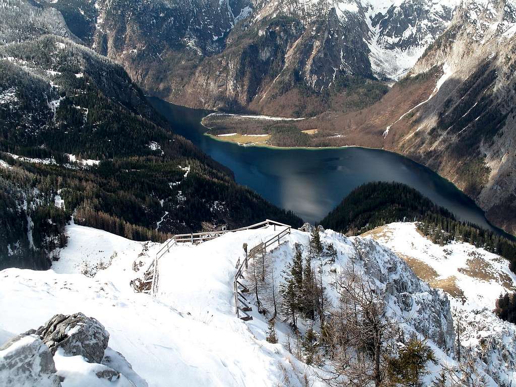 View down to the widest part of the Königssee