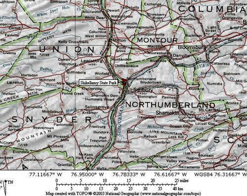 Map of north central PA to...