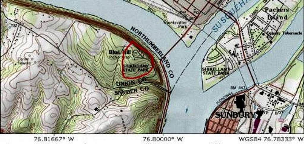 Topo map of Blue Hill in...