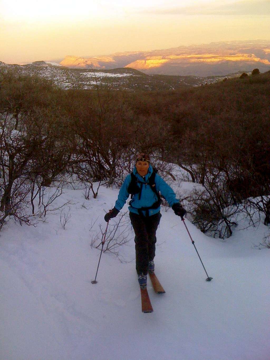 Skiing above Desert Glow of the Morning