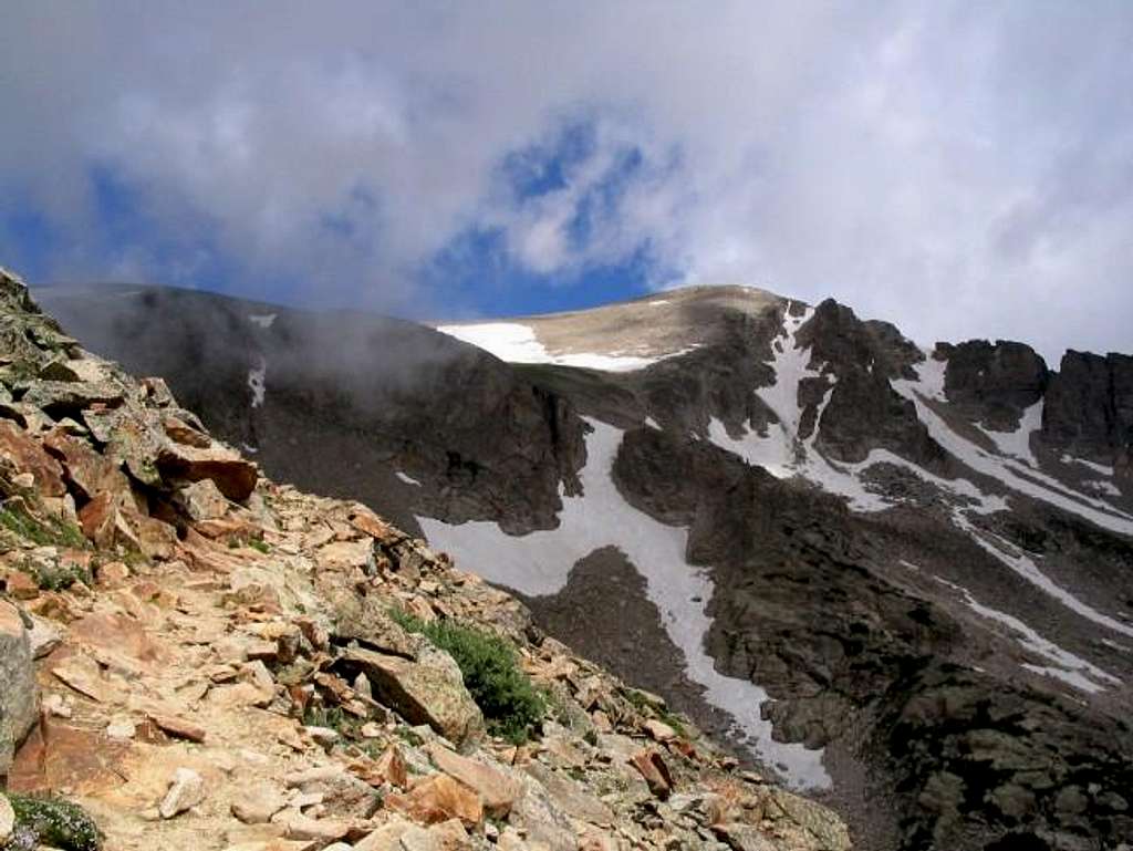 Pawnee Peak is bathed in...