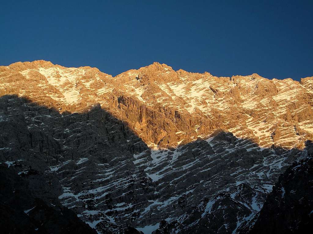 The west wall of the Watzmann in the evening light