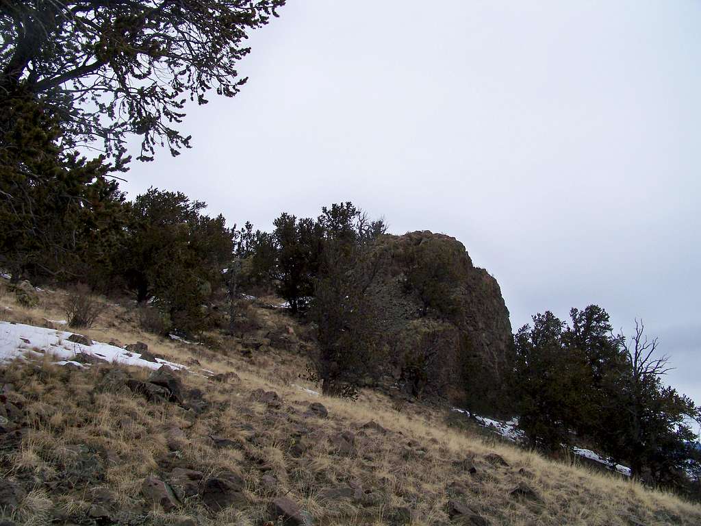 On the southeast slopes, looking at summit