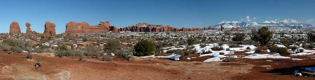 Arches Pano - Balanced Rock to La Sal Mtns