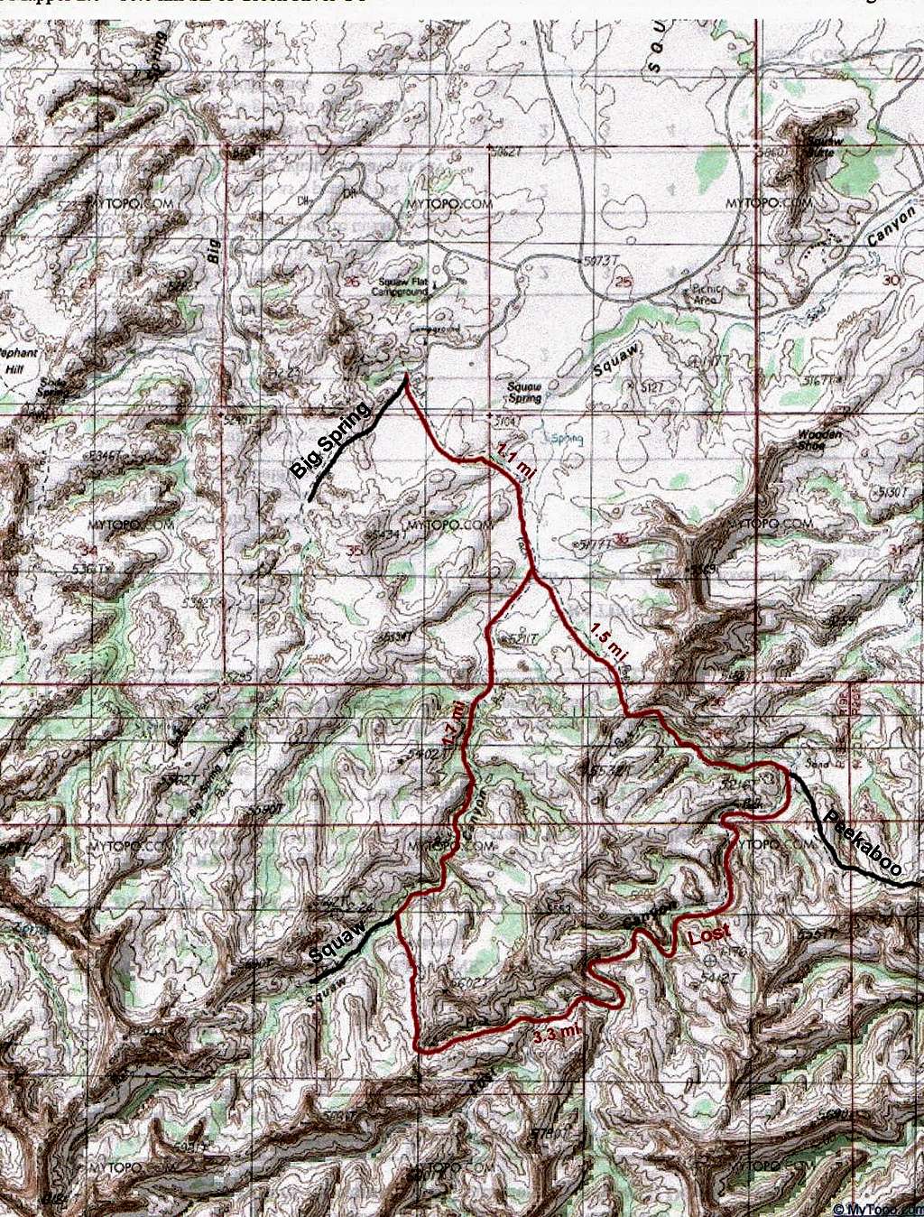 Map of Lost Canyon Trail