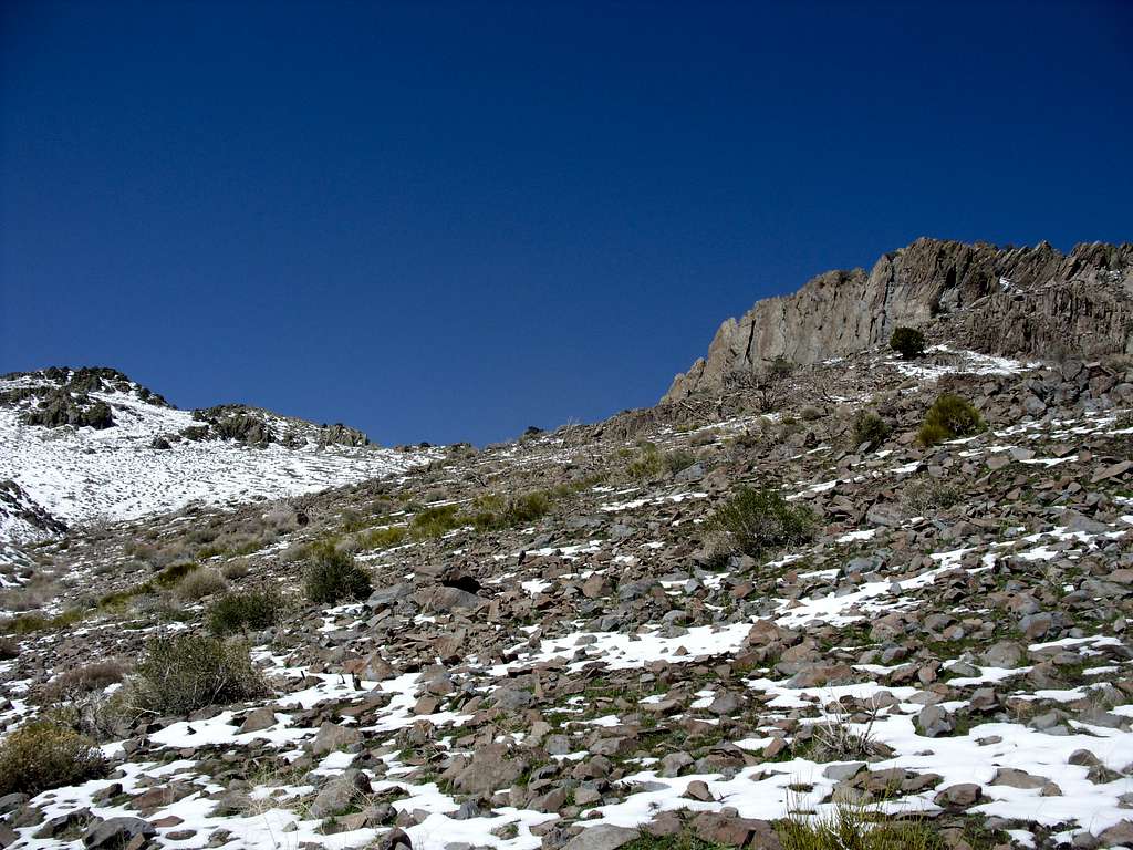 Cliffs along the upper slope