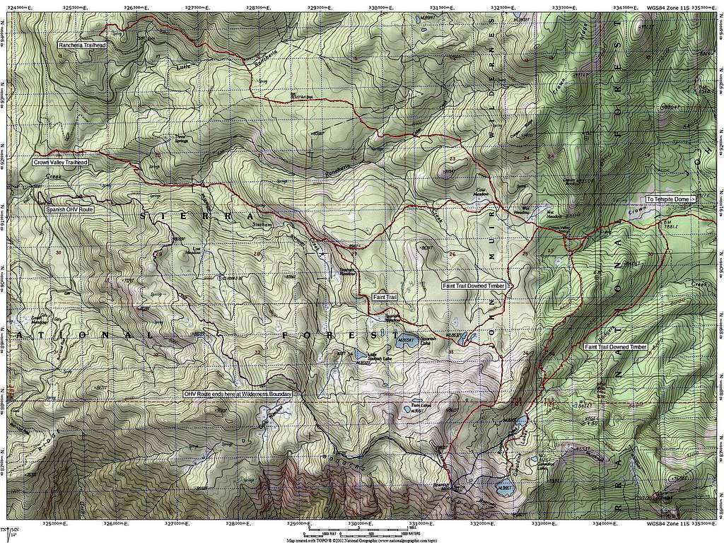 Route Map for Spanish Mountain