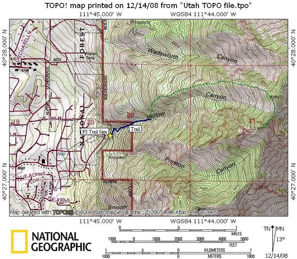 Willow Canyon Peak Map