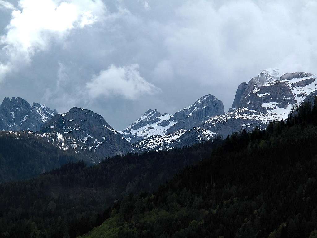 Peaks of the Hochkönig group seen from the Werfen château