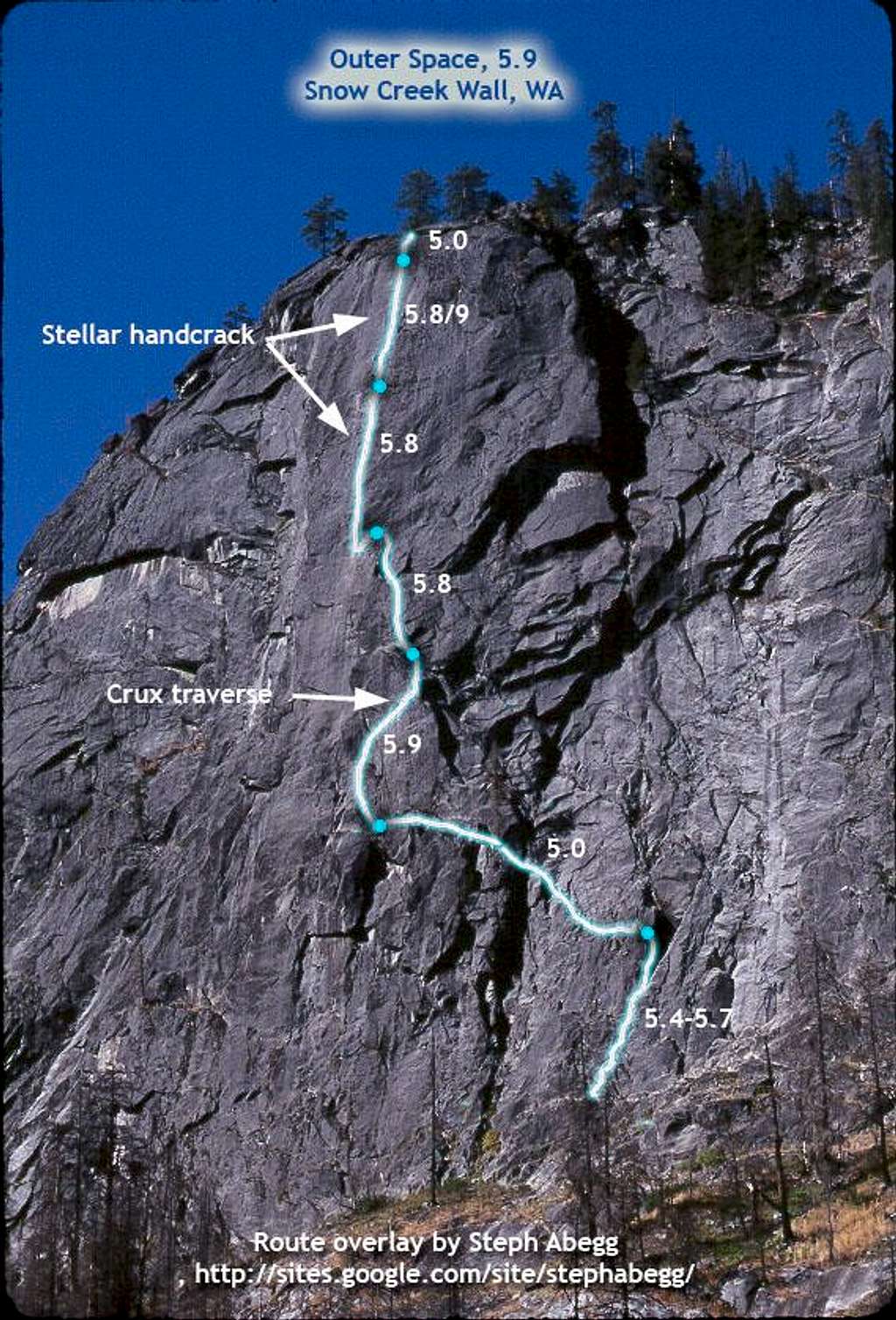 Route Overlay for Outer Space, Snow Creek Wall, WA