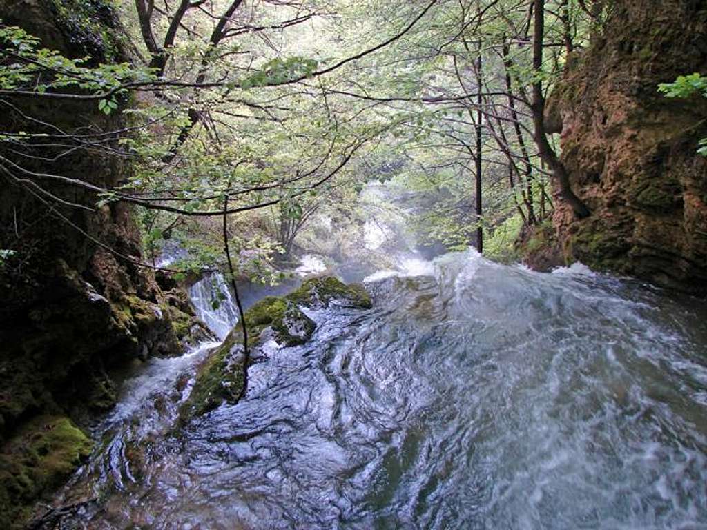 Above the waterfall