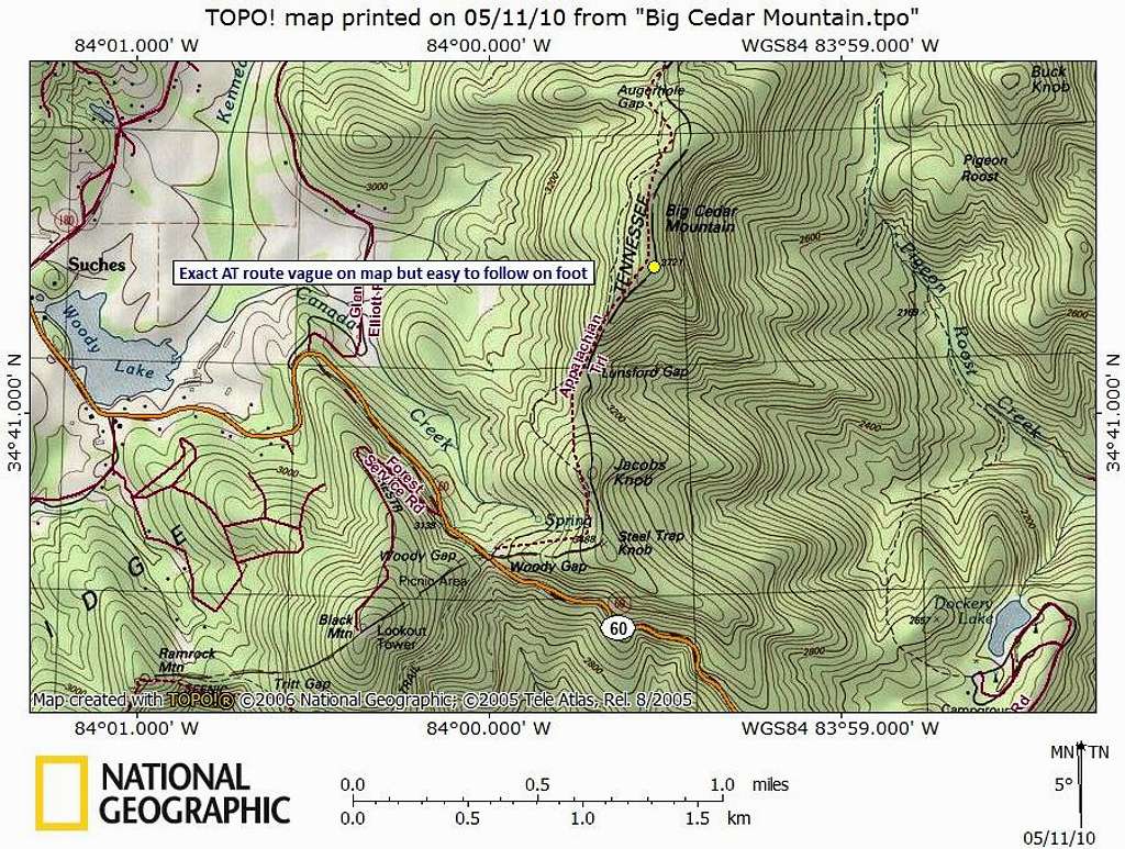 Big Cedar Mountain Route Map