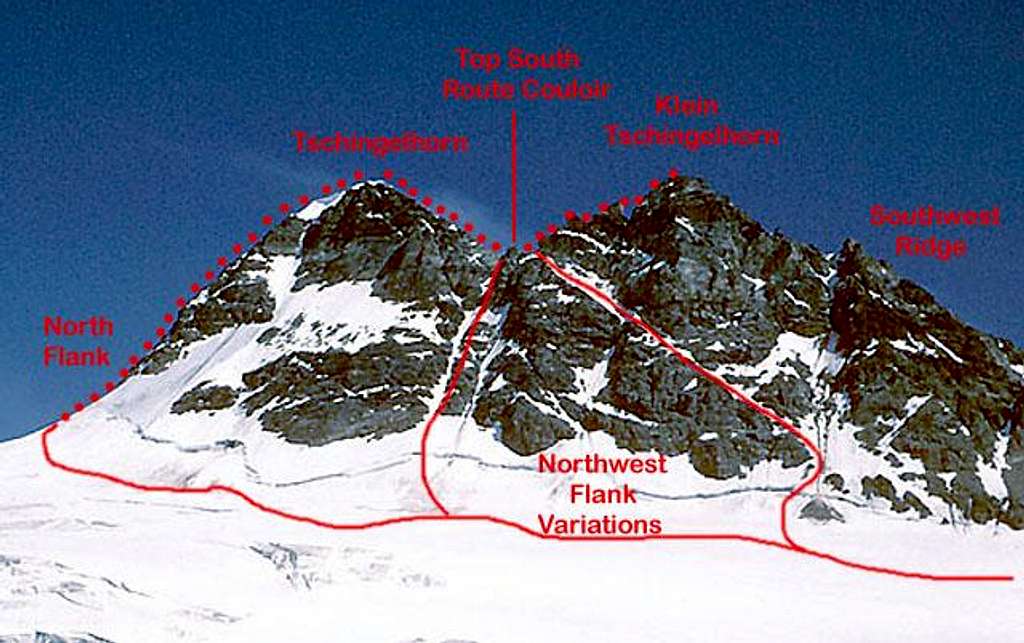 Tschingelhorn routes, from the NW