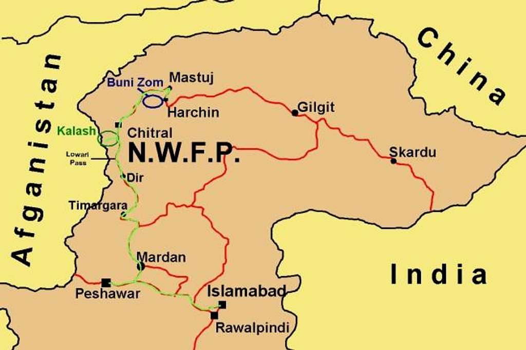 The map of NWFP in Hindikush...