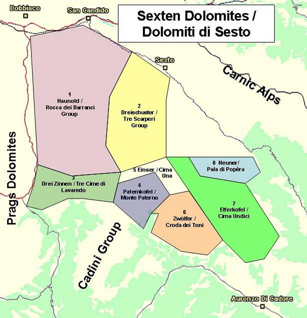 Overview map of the Sexten...