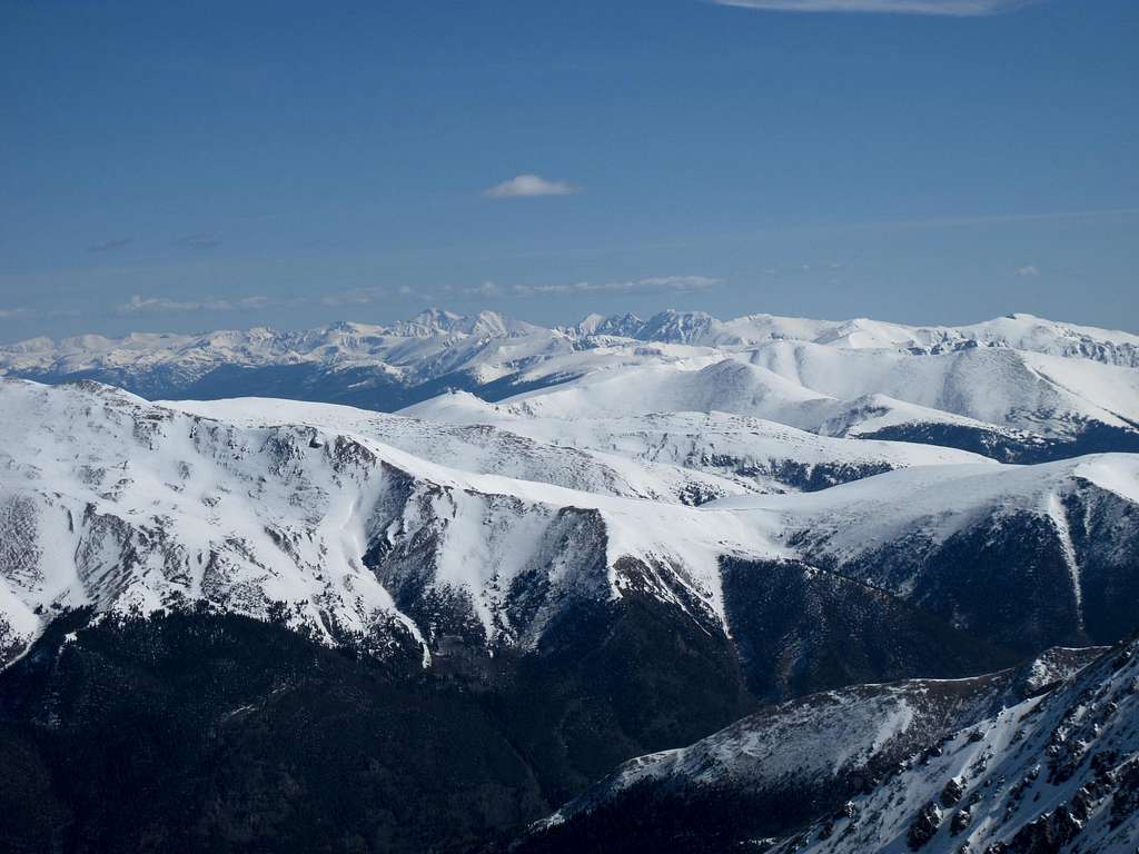A view northeast to Indian Peaks, Meeker and Longs
