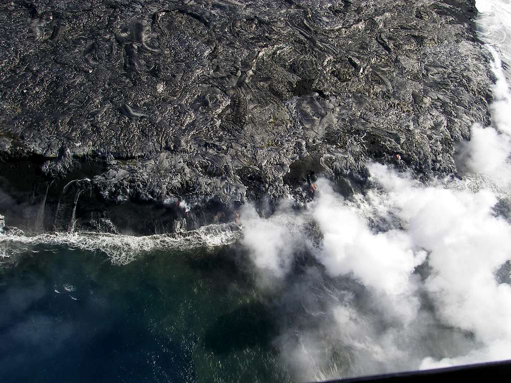 lava spilling into the ocean