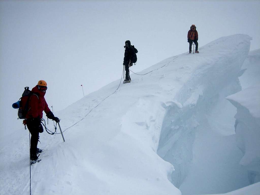 Crevasses close to 13000 feet