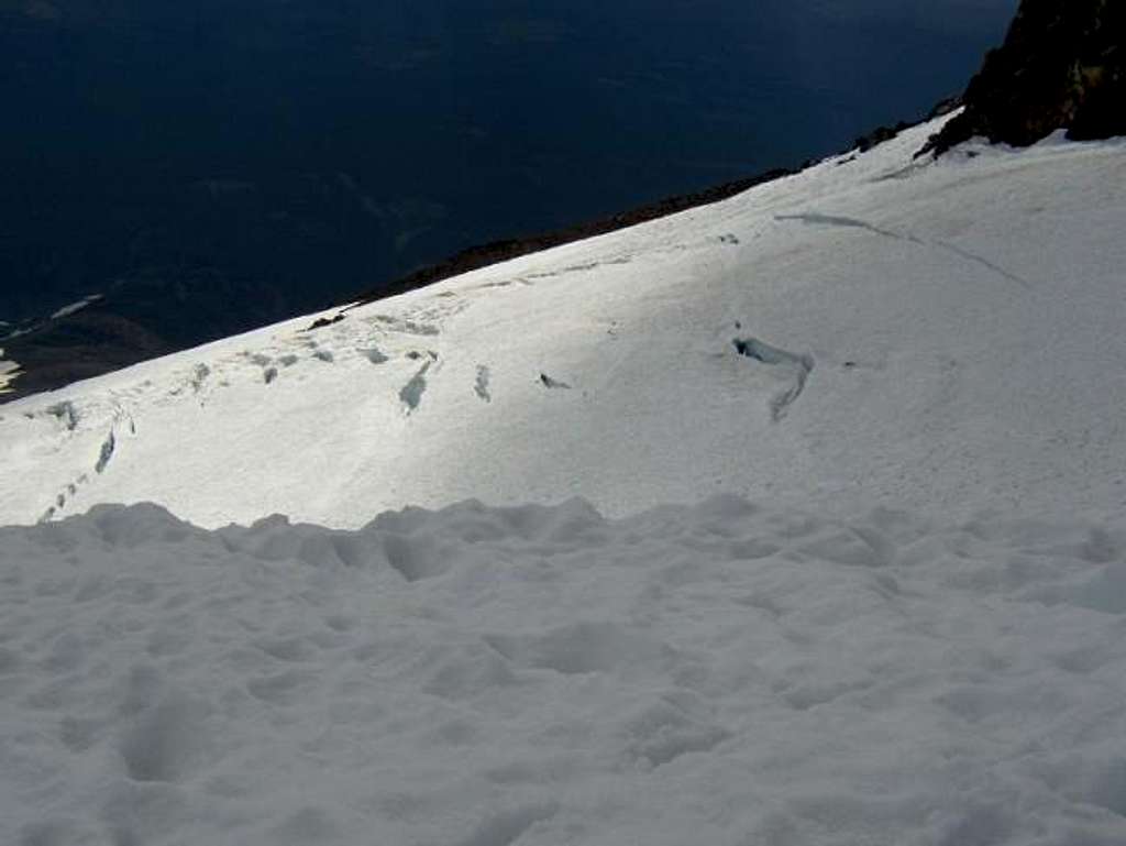 View of several crevasses...