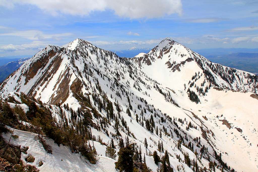 Provo Peak summits, east and west.