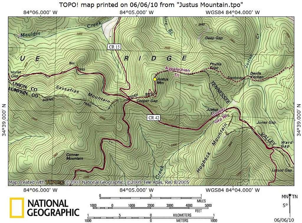 Justus Mountain Route Map