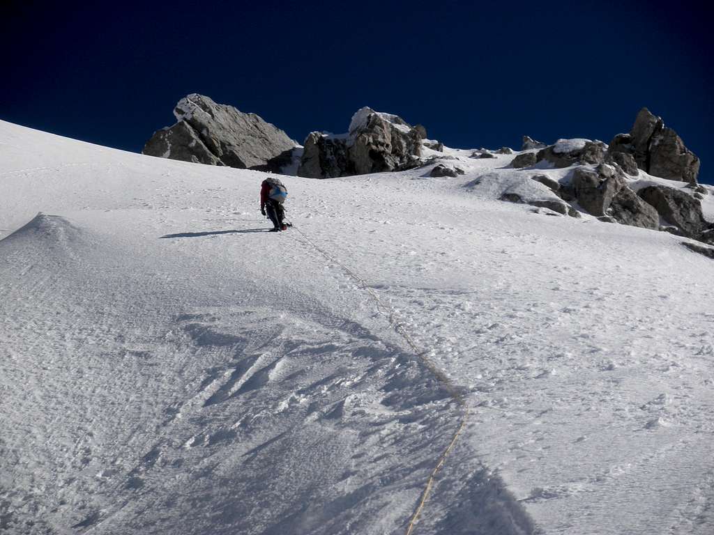 Just exiting the upper Ford Couloir