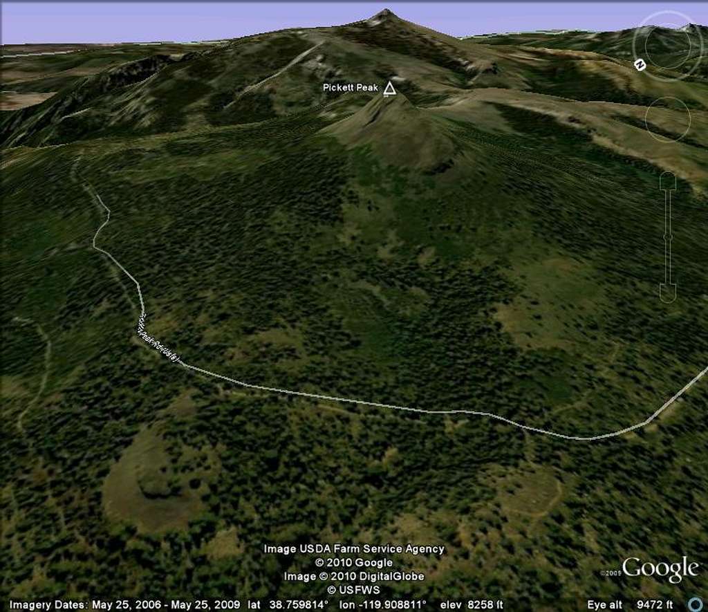 Satellite Image of Pickett Peak and Hawkins Peak