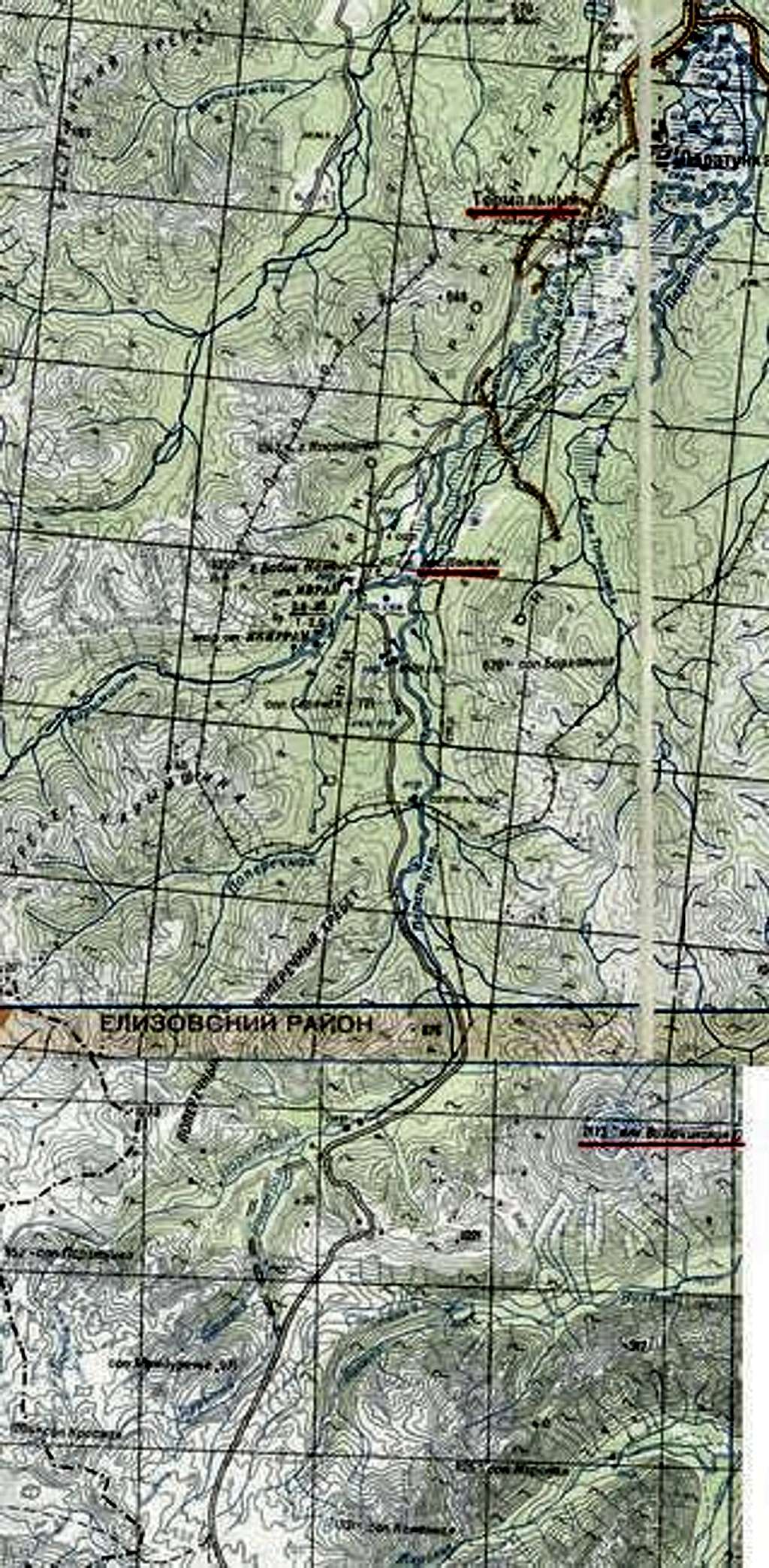 Map of the Paratunka valley....