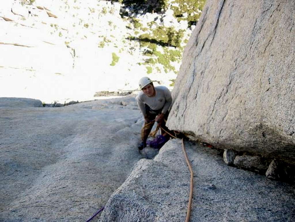 Stephen at the 5th belay,...
