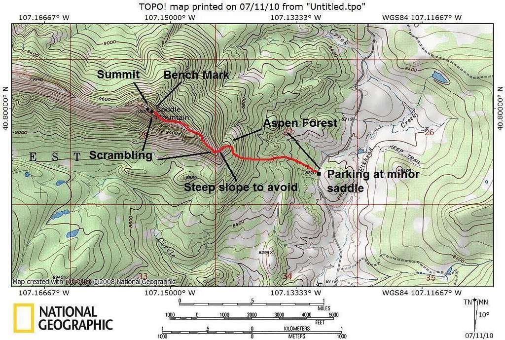 Map of Southeast Ridge Route