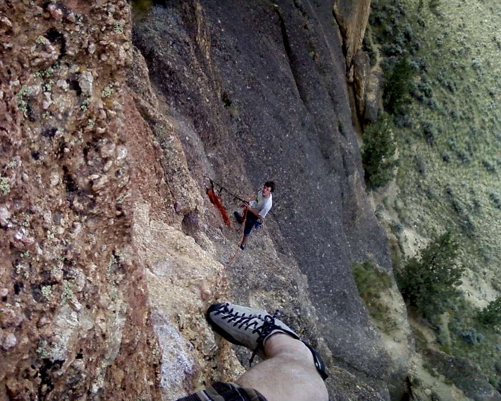 Working into the crux moves of pitch 3